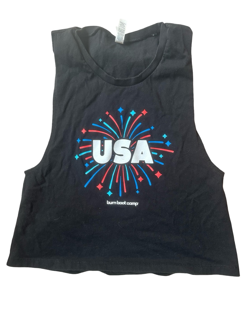 Burn Boot Camp women’s USA Fireworks Black Tank Top